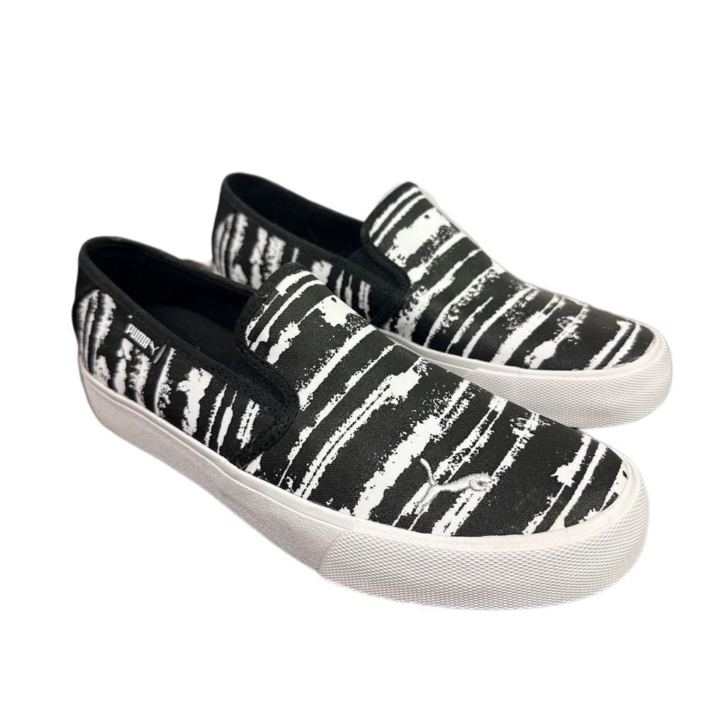New Puma Bari Slip On Black Stripes Shoes Size 9